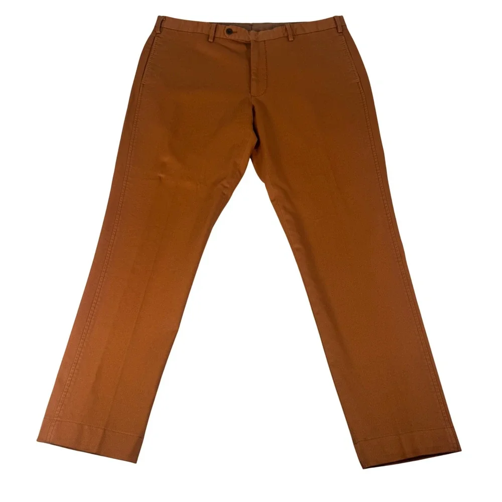 Sid Mashburn Chino Pants Mens 38 Orange Cotton Twill Luxury Preppy Flat Front